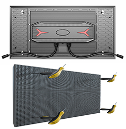 Série OFM Accès frontal extérieur 2ftx1ft IP68 haute luminosité Support d'armoire modulaire LED Mur vidéo LED d'angle à 90 ° et cube LED